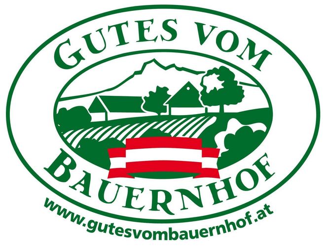 Gutes vom Bauernhof Logo Grün mit Österreichfahne